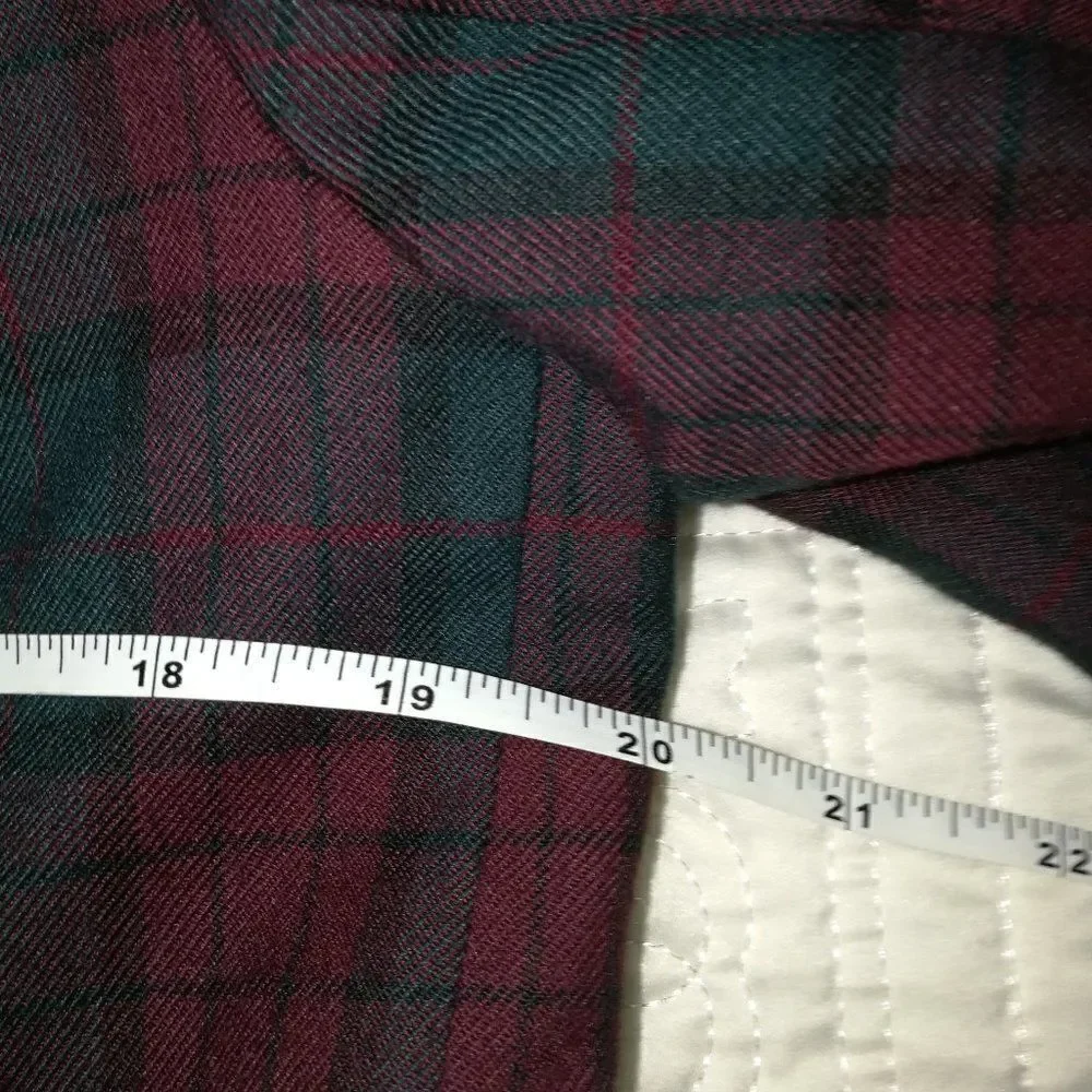 Vintage Holiday Plaid Tartan Red & Green Preppy Simple Breasted Velvet Blazer L - Picture 13 of 15